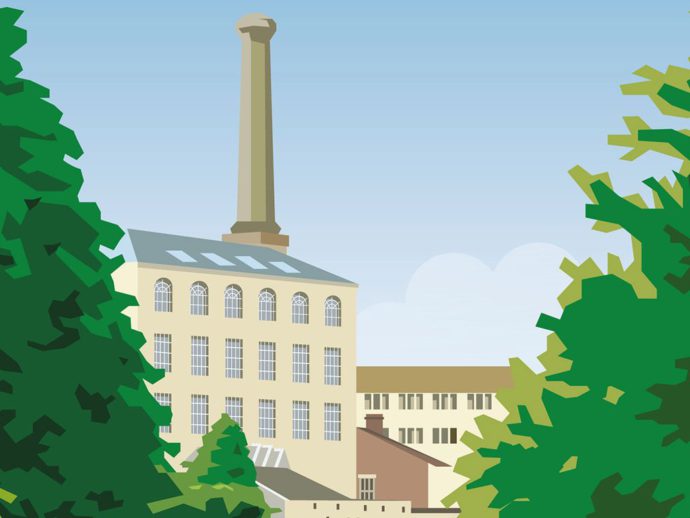 Close up of Illustration of Ebley Mill in Stroud