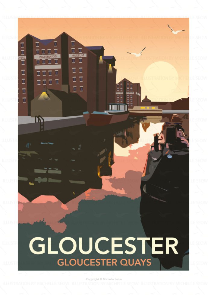 Illustration of Gloucester Docks at night