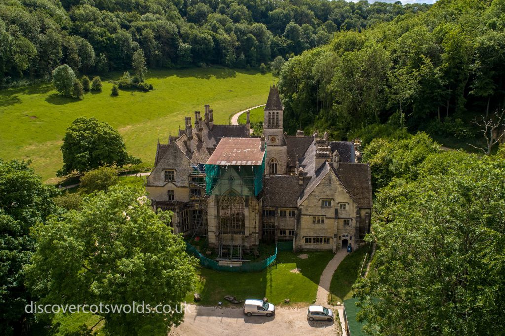 Aerial photograph of the eastern elevation of Woodchester Mansion